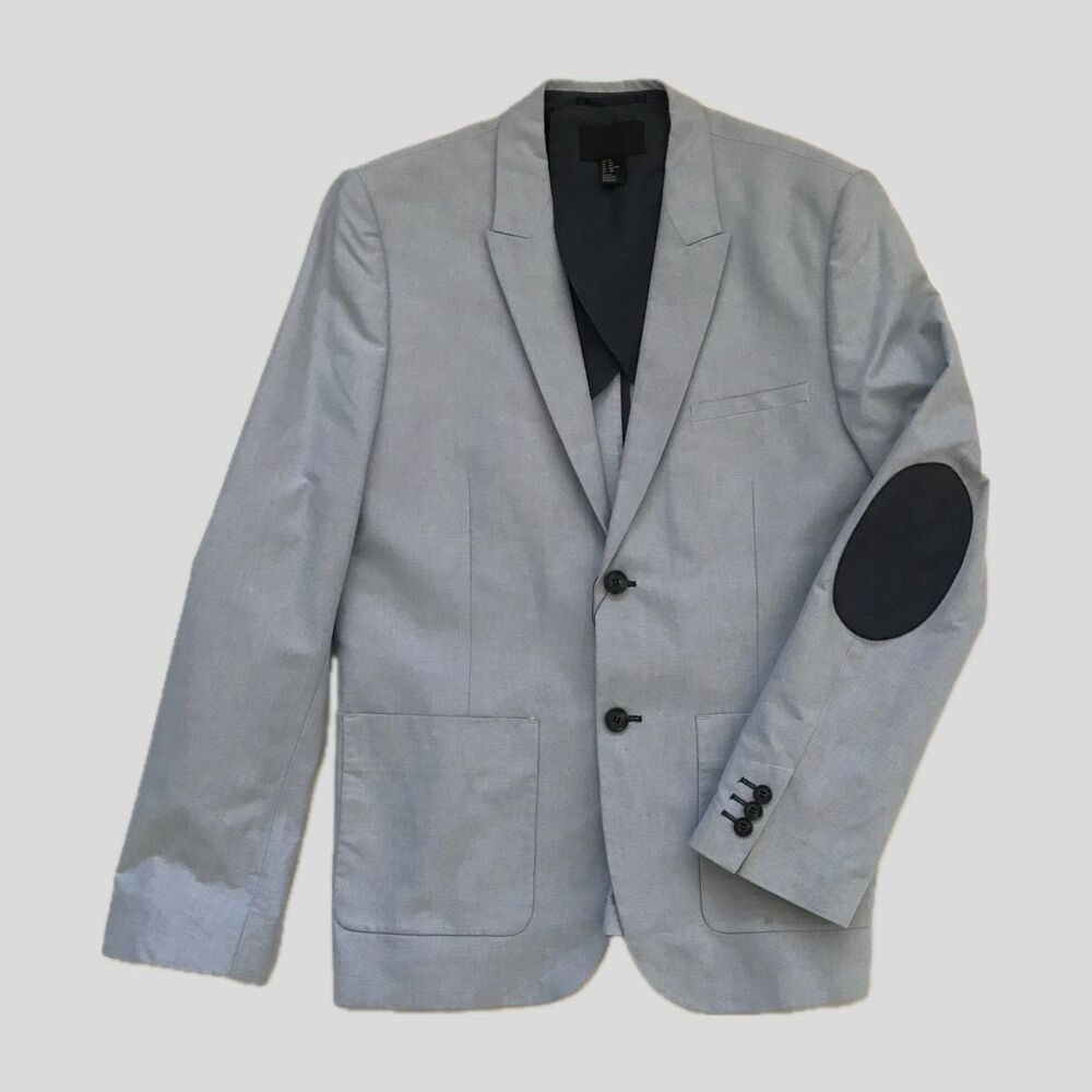 H&M Blue Cotton Two Button Preppy Business Casual Blazer Jacket Mens 44R